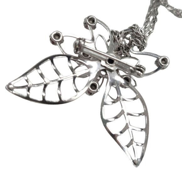 Vtg Signed B N Rhinestone Flower Leaf Necklace Earrings Set Demiparure Brooch Pe - Picture 14 of 16